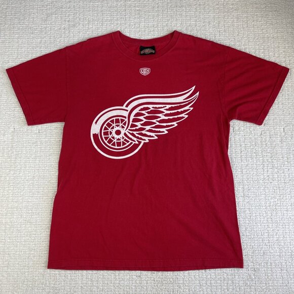 VTG Made in Canada NHL Detroit Red Wings Men M Red Old Time Hockey - Picture 1 of 16